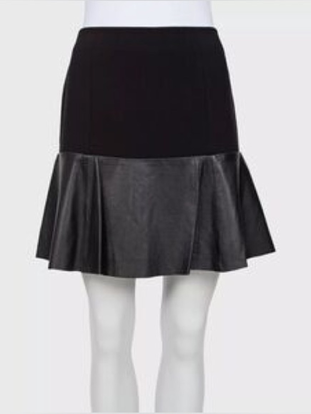 Ted Baker London Black Leather Hem Skirt Size 1 Peplum Mini Chic